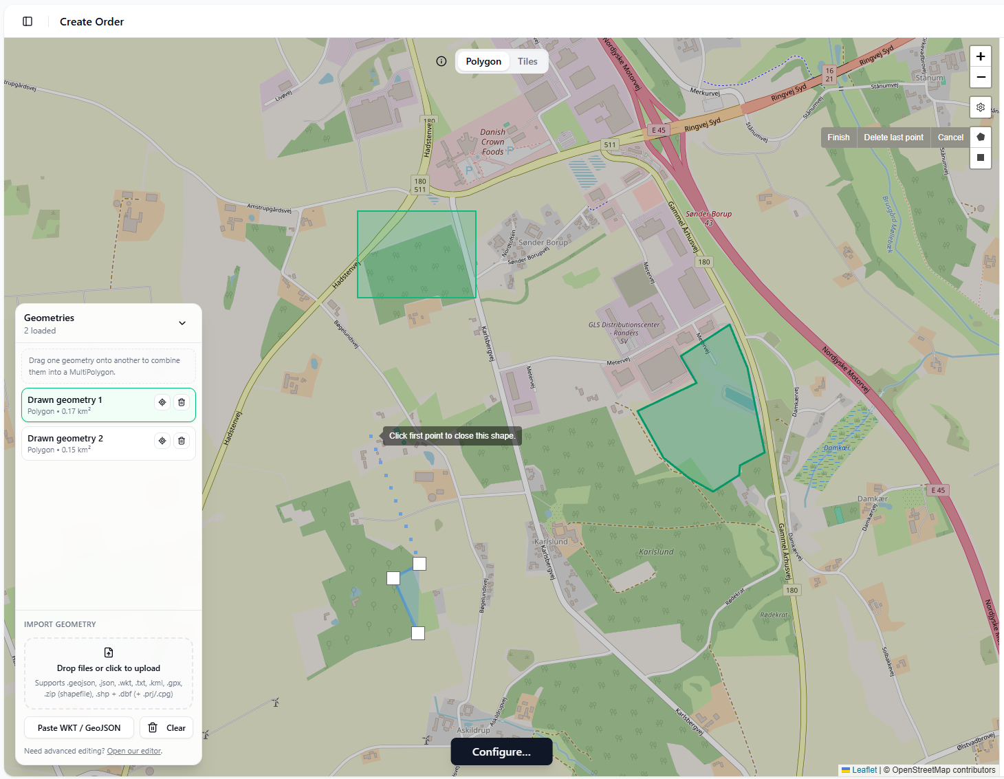 Polygon AOI import in dashboard